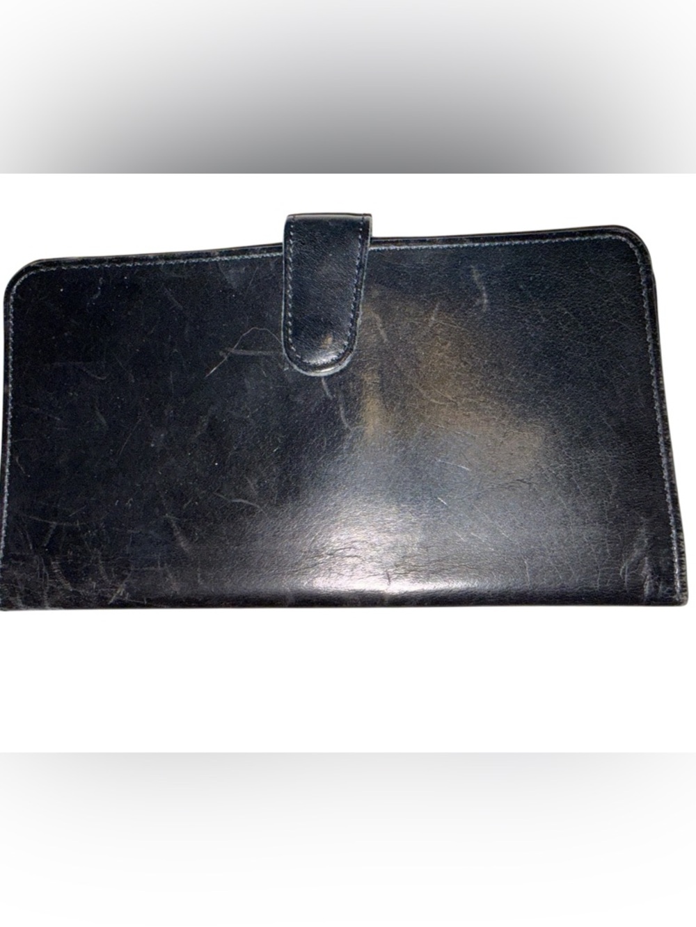 Coach Black Leather Bifold Wallet Checkbook Cover Pen Loop